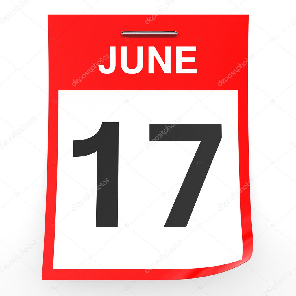 June 17. Calendar on white background.