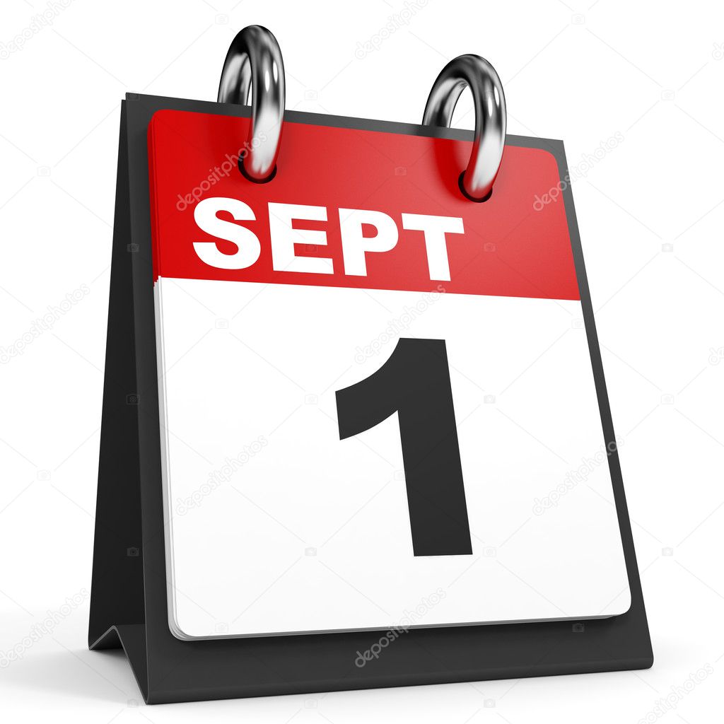 September 1. Calendar on white background.
