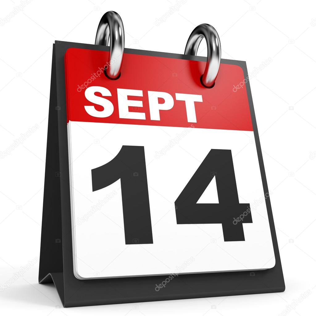 September 14. Calendar on white background.