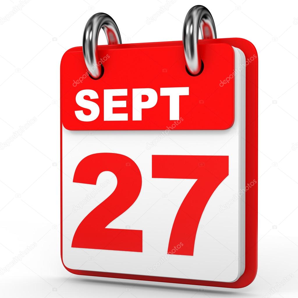 September 27. Calendar on white background.