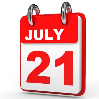 21 Temmuz. Beyaz arka plan üzerinde takvim.