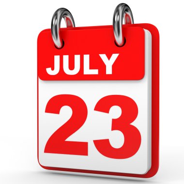 23 Temmuz. Beyaz arka plan üzerinde takvim.