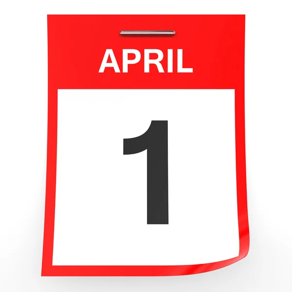 1 апреля. календарь на белом фоне . — стоковое фото