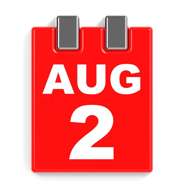 2. August Kalender auf weißem Hintergrund. — Stockfoto