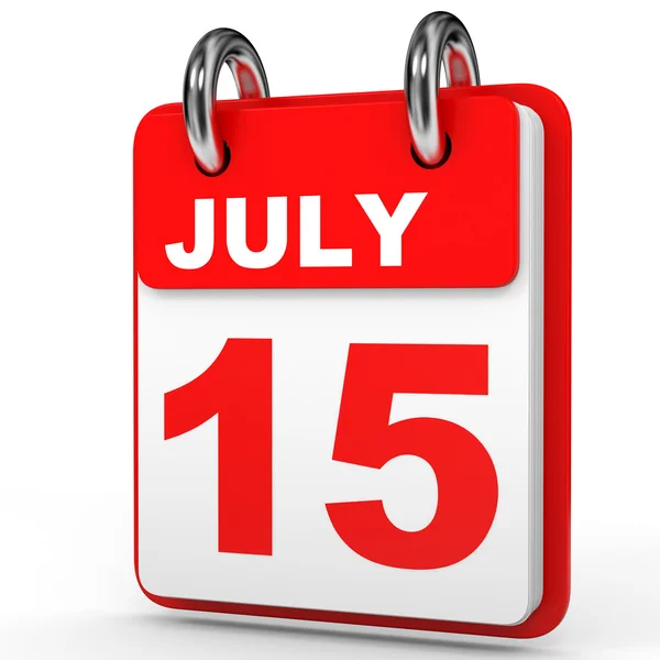 15 luglio. Calendario su sfondo bianco . — Foto Stock