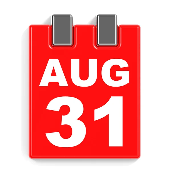 31 sierpnia. Kalendarz na białym tle. — Zdjęcie stockowe