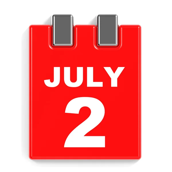 2. července. Kalendář na bílém pozadí. — Stock fotografie