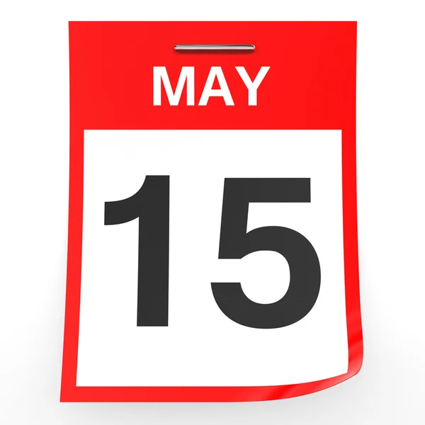 15 maggio. Calendario su sfondo bianco . — Foto Stock