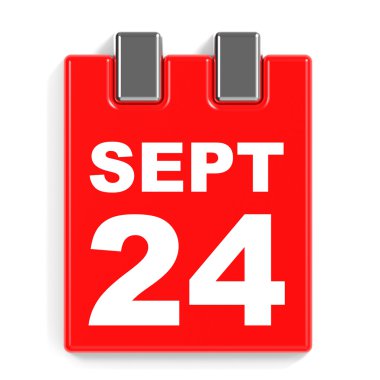 24 Eylül. Beyaz arka plan üzerinde takvim.