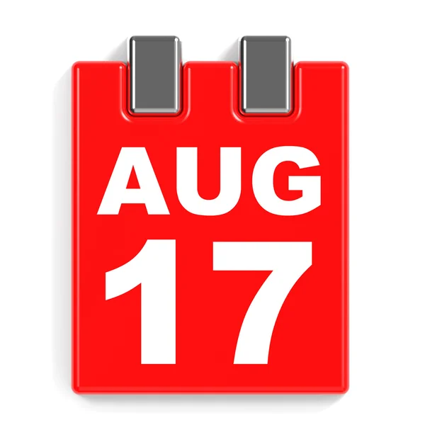 17 sierpnia. Kalendarz na białym tle. — Zdjęcie stockowe