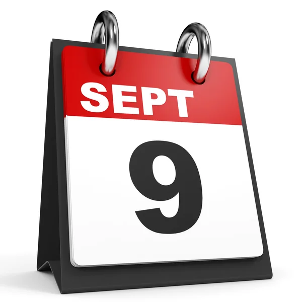 9 settembre. Calendario su sfondo bianco . — Foto Stock