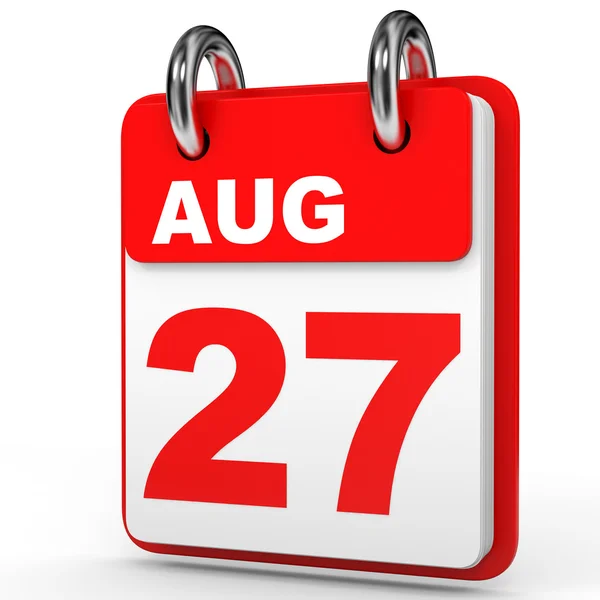 27 Αυγούστου. Ημερολόγιο σε λευκό φόντο. — Φωτογραφία Αρχείου
