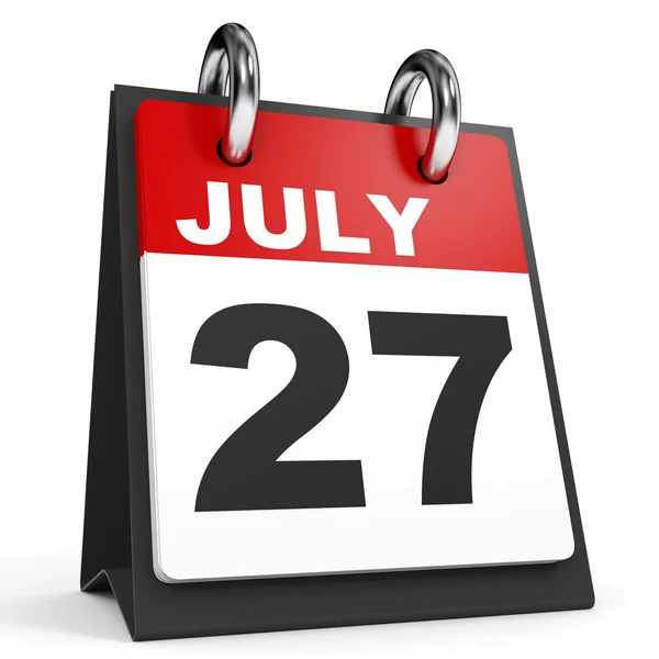 27 Juli. Kalender pada latar belakang putih . — Stok Foto