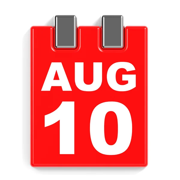 10 de agosto. Calendario sobre fondo blanco . —  Fotos de Stock