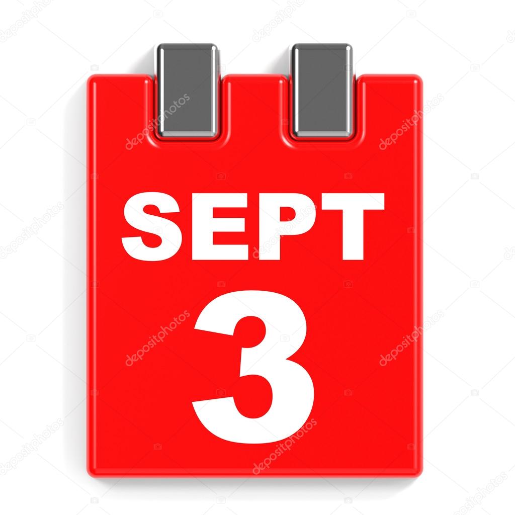 September 3. Calendar on white background.