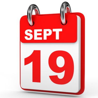 19 Eylül. Beyaz arka plan üzerinde takvim.