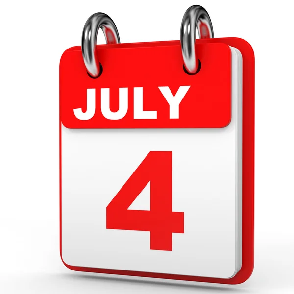 4 luglio. Calendario su sfondo bianco . — Foto Stock