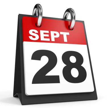 28 Eylül. Beyaz arka plan üzerinde takvim.