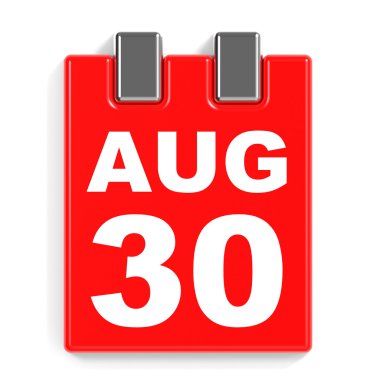 30 Ağustos. Beyaz arka plan üzerinde takvim.