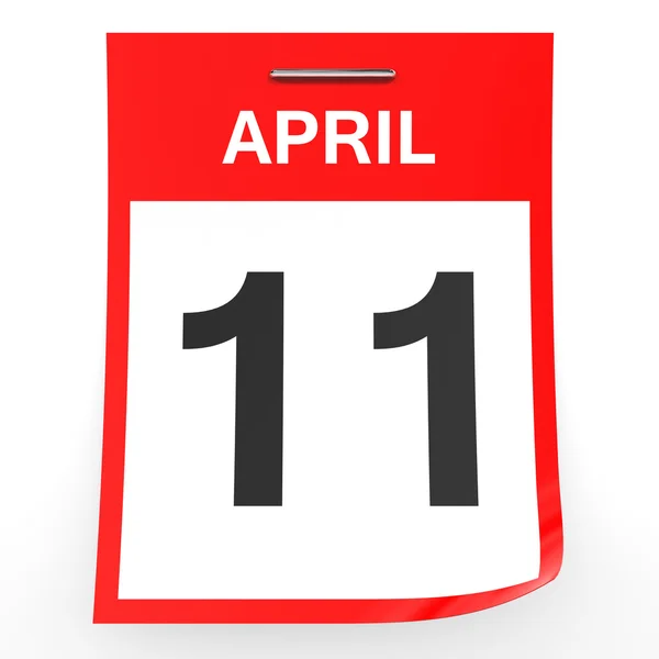 11 aprile. Calendario su sfondo bianco . — Foto Stock