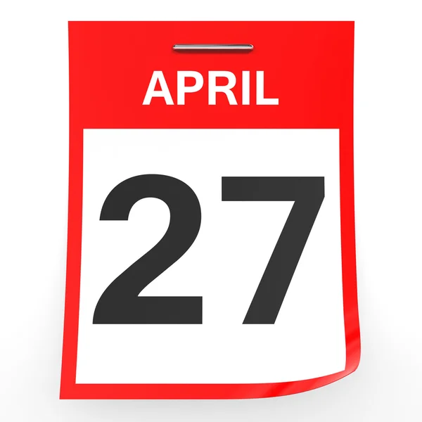 27 aprile. Calendario su sfondo bianco . — Foto Stock