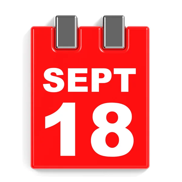 18. September Kalenderblatt auf weißem Hintergrund. — Stockfoto