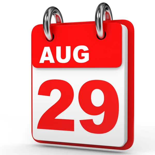 29 agosto. Calendario su sfondo bianco . — Foto Stock