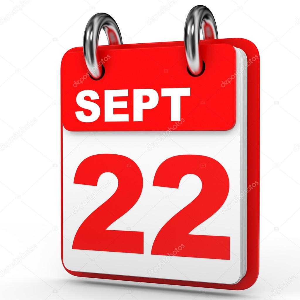 September 22. Calendar on white background.
