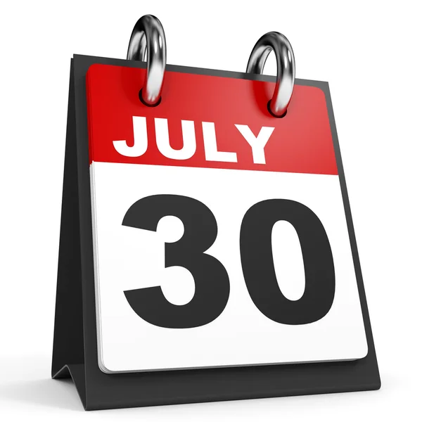 30 de julio. Calendario sobre fondo blanco . — Foto de Stock