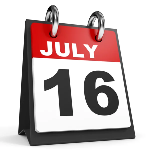 16 luglio. Calendario su sfondo bianco . — Foto Stock