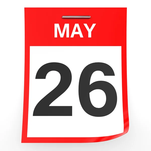 26 mei. Kalender op witte achtergrond. — Stockfoto