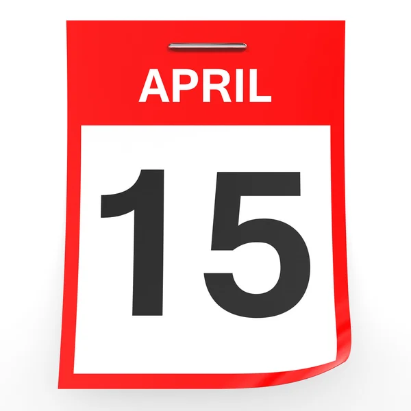 15 april. Kalender op witte achtergrond. — Stockfoto