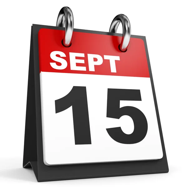 15 de septiembre. Calendario sobre fondo blanco . — Foto de Stock