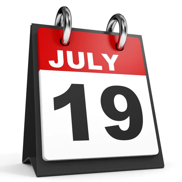 19 juli. Kalender på vit bakgrund. — Stockfoto