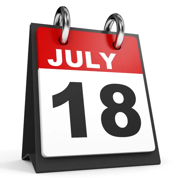 18 juli. Kalender på vit bakgrund. — Stockfoto
