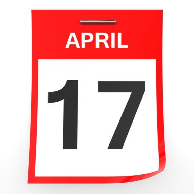 Nisan 17. Beyaz arka plan üzerinde takvim.