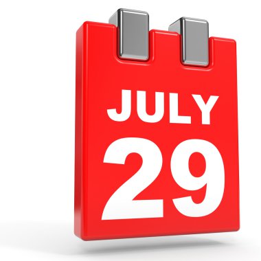 29 Temmuz. Beyaz arka plan üzerinde takvim.