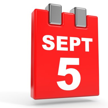 5 Eylül. Beyaz arka plan üzerinde takvim.