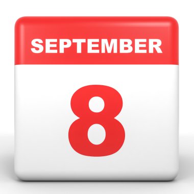 Eylül 8. Beyaz arka plan üzerinde takvim.
