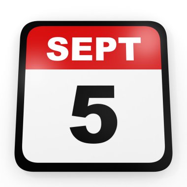 5 Eylül. Beyaz arka plan üzerinde takvim.