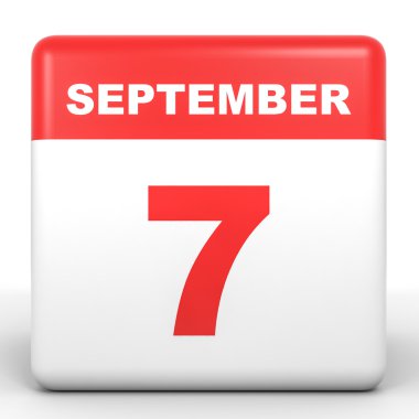 7 Eylül. Beyaz arka plan üzerinde takvim.