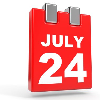 24 Temmuz. Beyaz arka plan üzerinde takvim.