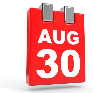 30 Ağustos. Beyaz arka plan üzerinde takvim.