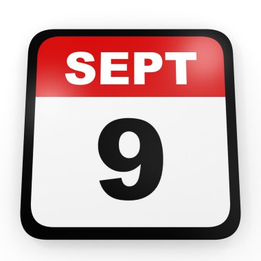 9 Eylül. Beyaz arka plan üzerinde takvim.