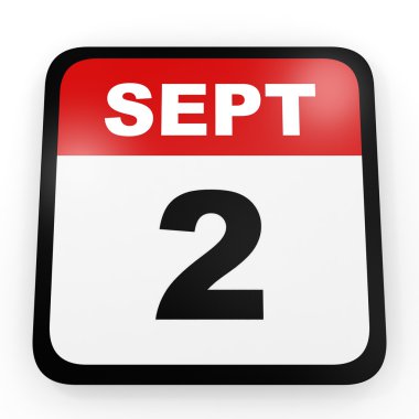 2 Eylül. Beyaz arka plan üzerinde takvim.