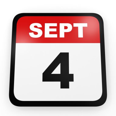 4 Eylül. Beyaz arka plan üzerinde takvim.