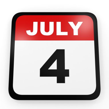 4 Temmuz. Beyaz arka plan üzerinde takvim.