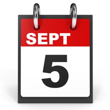 5 Eylül. Beyaz arka plan üzerinde takvim.