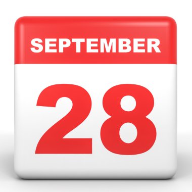 28 Eylül. Beyaz arka plan üzerinde takvim.