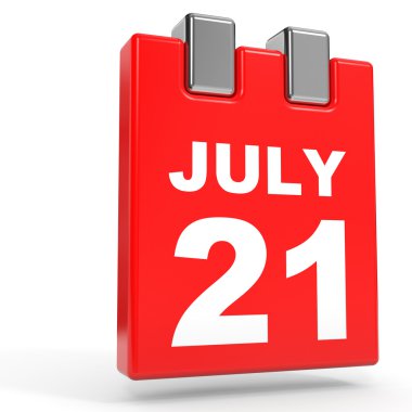 21 Temmuz. Beyaz arka plan üzerinde takvim.